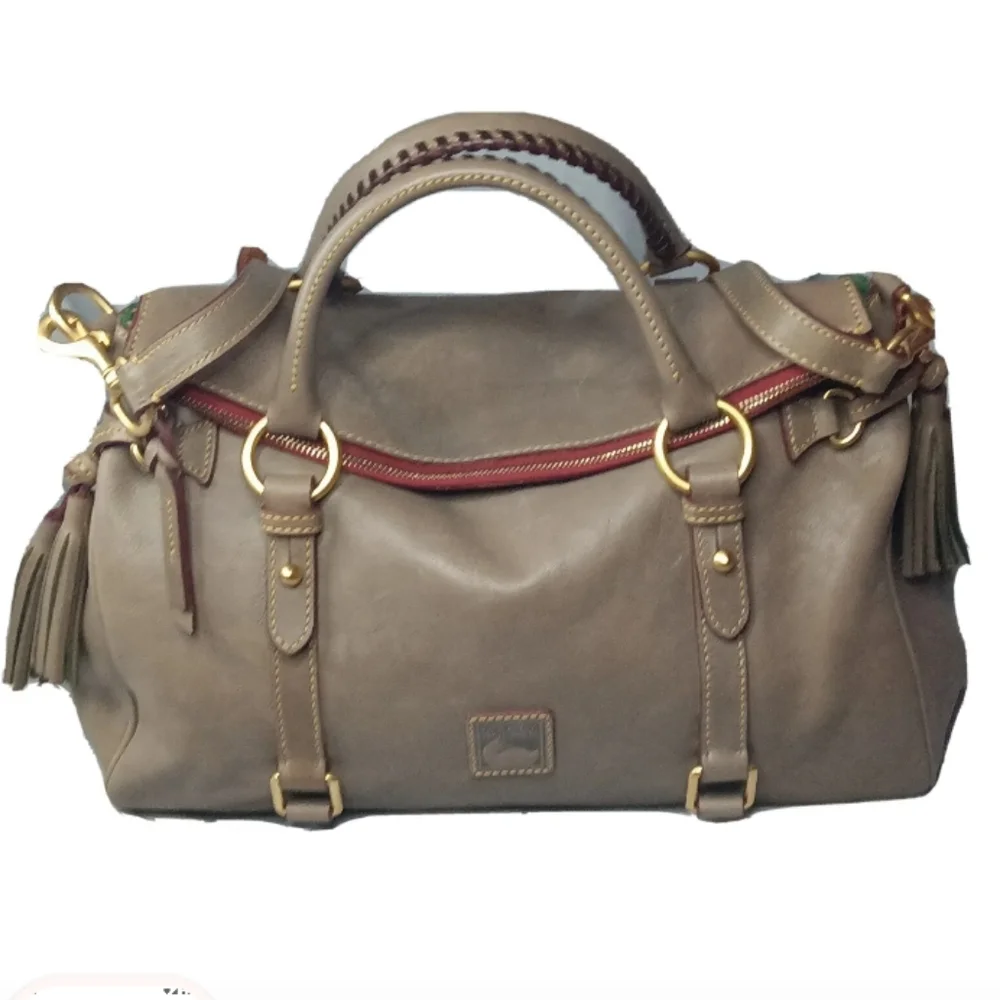 Dooney & Bourke Florentine Large Satchel Taupe Leather Handbag Retail $568